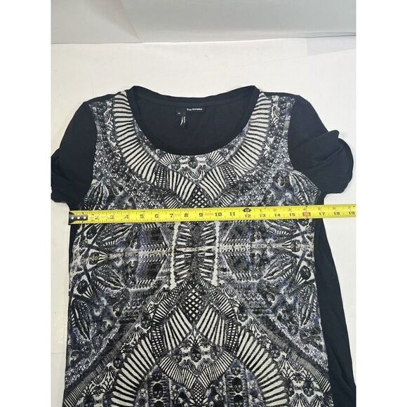 The Kooples Skull Bones Black Aztec Ilkat Blouse Top Short Sleeve Medium Silk - Picture 5 of 13